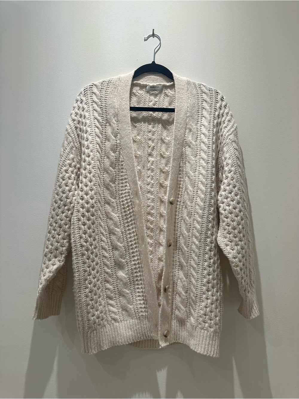 Babaton long Cable Knit Button-Front Women's Cardigan